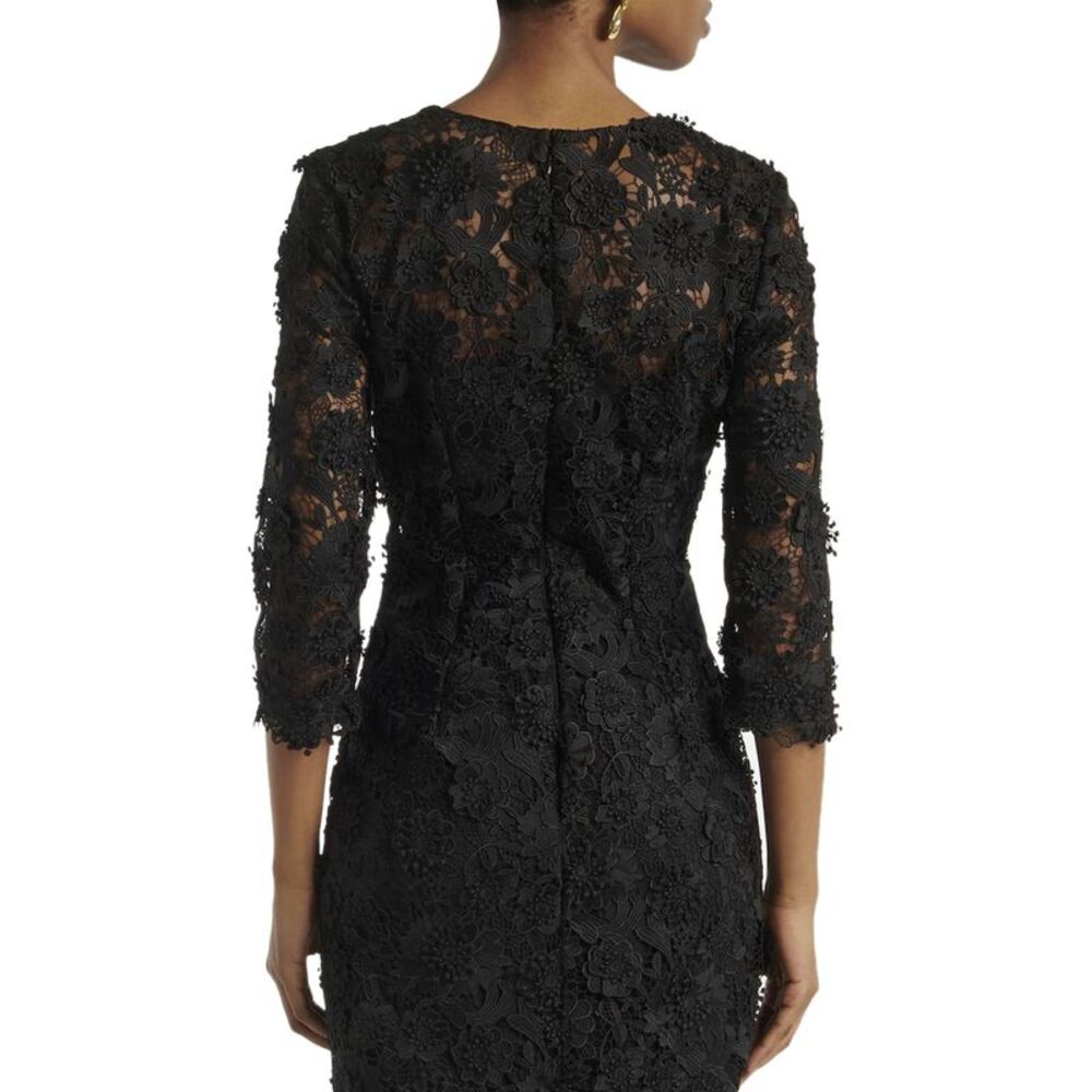 Carolina Herrera Womens Lace Broderie Crewneck Midi Dress 10 Black - NWT $2990 - Picture 5 of 7